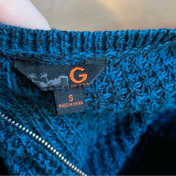 Guess Women's Teal Half Zip V-Neck Open Knit Long Sleeve Pullover Sweater Size S - Picture 5 of 6